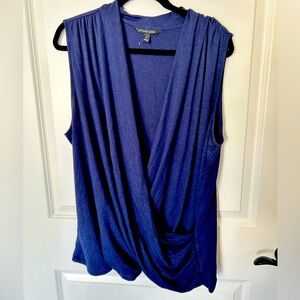 41 Hawthorn plus size Sleeveless Navy Drape-Front Top